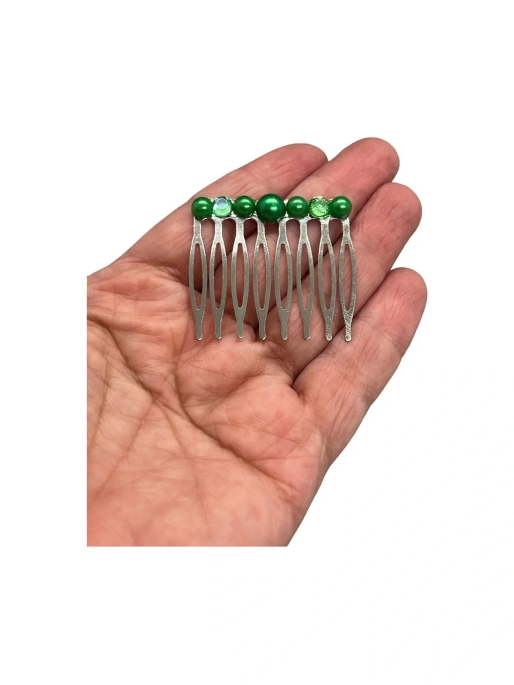 Green Beaded Hair Comb - Elegant Hair Accessory FINAL PRICE DROP